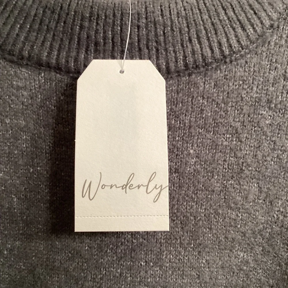 Wonderly Women's XL Heather Grey Raw Edge Sweater Knit Pullover Long Sleeve‎